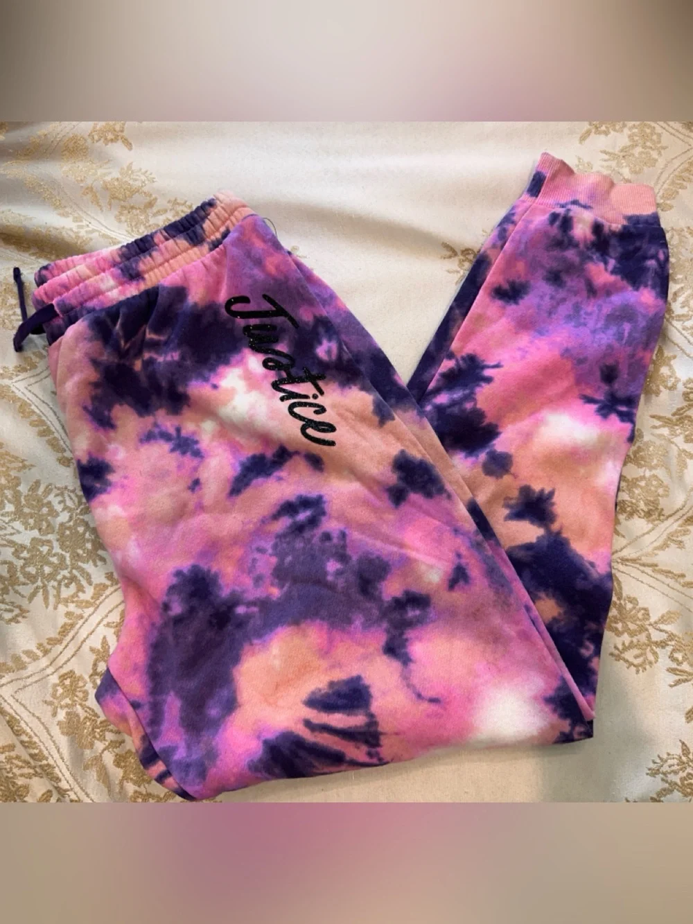 Justice Girls' Pink & Purple Tie-Dye Jogger Sweatpants XL Plus